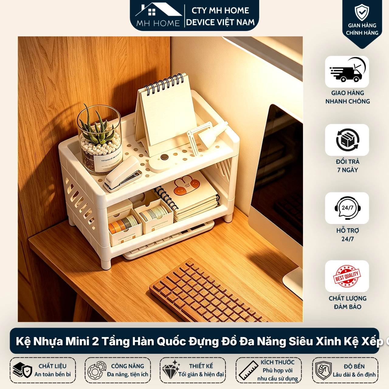 Kệ Nhựa Mini 2 Tầng Hàn Quốc Đựng Đồ Đa Năng Siêu Xinh Kệ Xếp Gọn Trang Trí Để Bàn Đồ